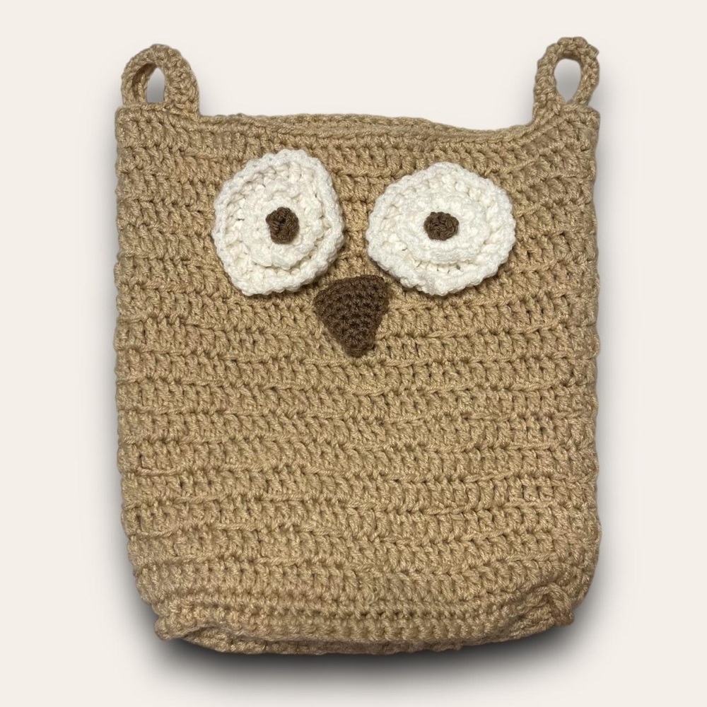 Crochet Owl Storage Basket Kitsch Cottagecore Woodlands